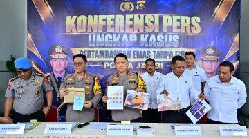 Polda Jambi Ungkap 32 Kasus PETI, 71 Tersangka diTangkap dan 3,5 Kg Emas di Sita